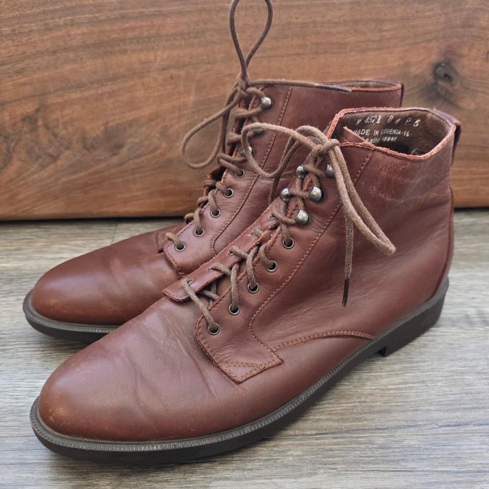 Rockport Vintage 90s Brown Leather Lace Up Ankle Boots Slovenia Womens 8 M 4571
